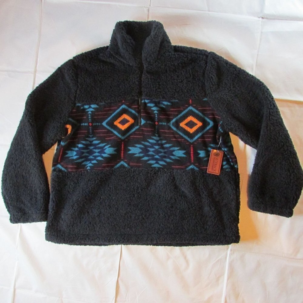 Outback Trading Company Women's 1X Abigail Henley Sherpa Pullover Aztec Sweater